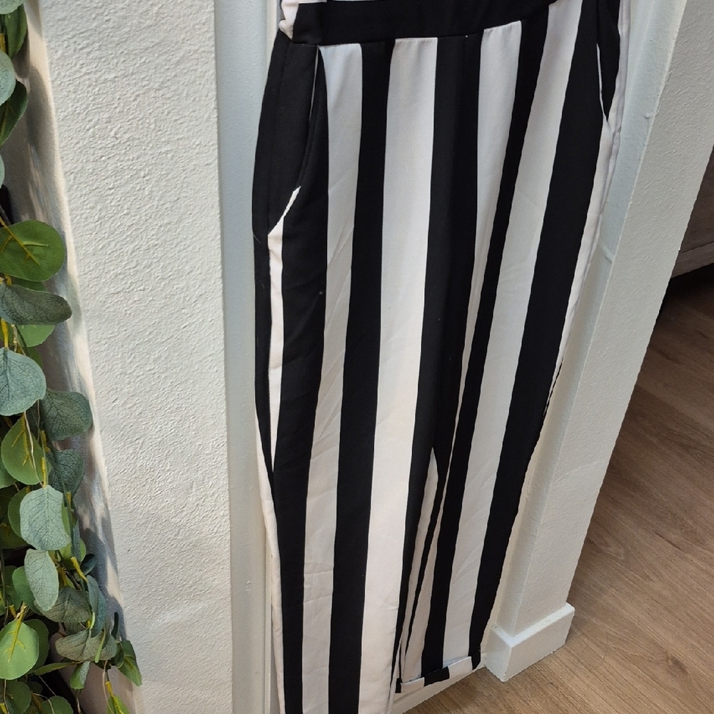 Black and White Striped Pants
